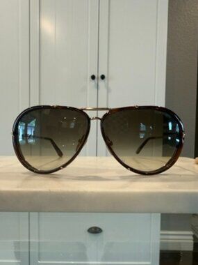 AUTHENTIC Tom Ford Aviator Glasses - Brown Gradient / Gold (Full Set)
